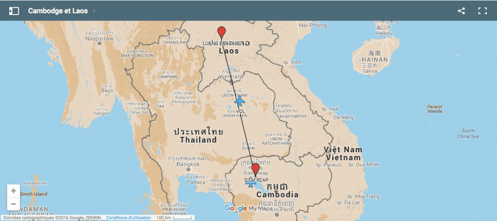 carte laos et cambodge