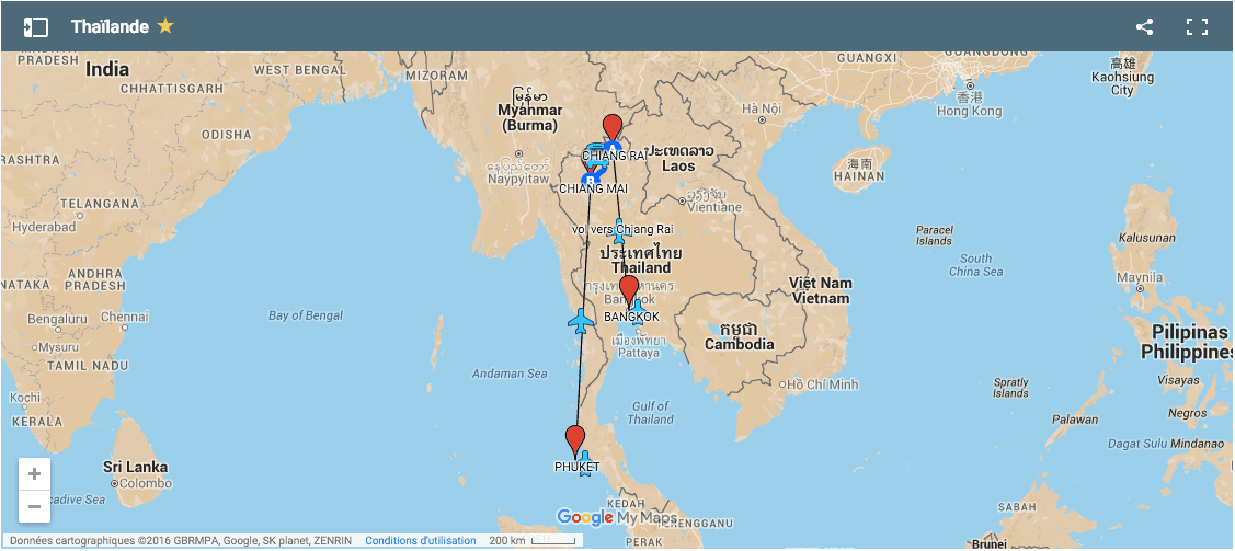 voyage thailande carte