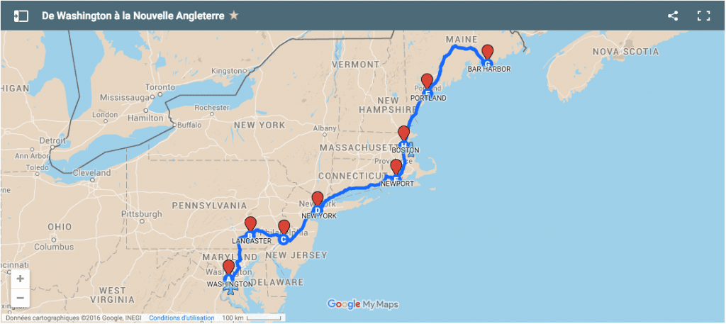 carte voyage washington nouvelle angleterre