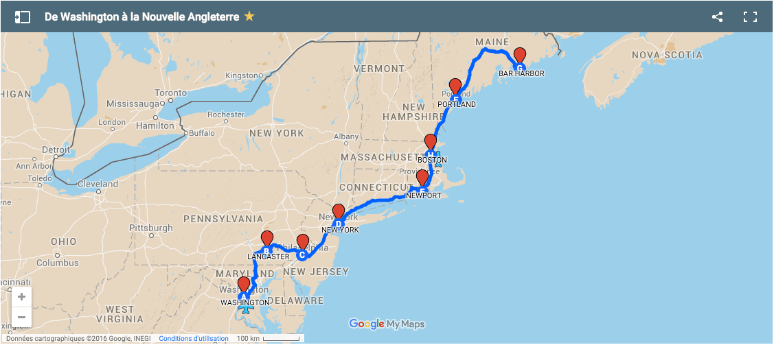 carte voyage washington nouvelle angleterre