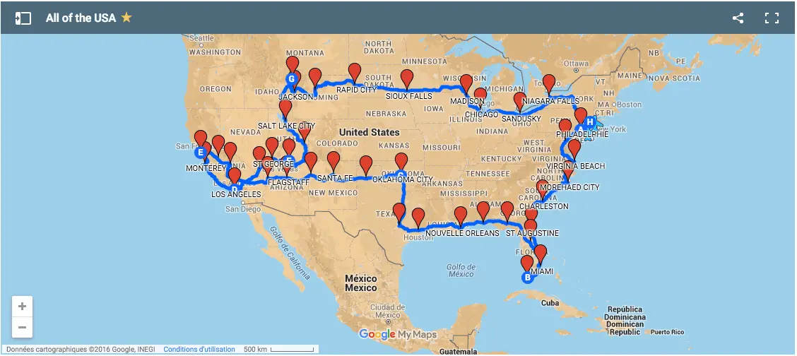Carte circuit : All of the USA