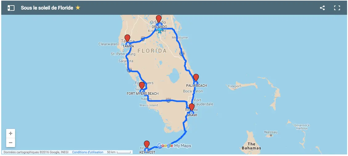 Carte circuit : Sous le soleil de Floride