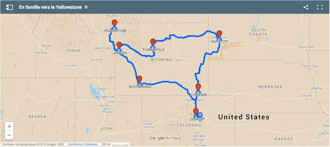 Carte circuit : En famille vers le Yellowstone