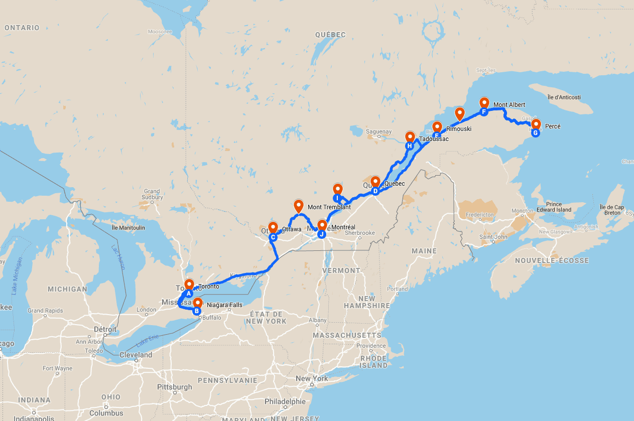 Carte circuit : Découverte du Canada
