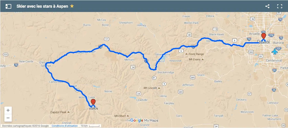 Carte circuit : Skier avec les stars à Aspen